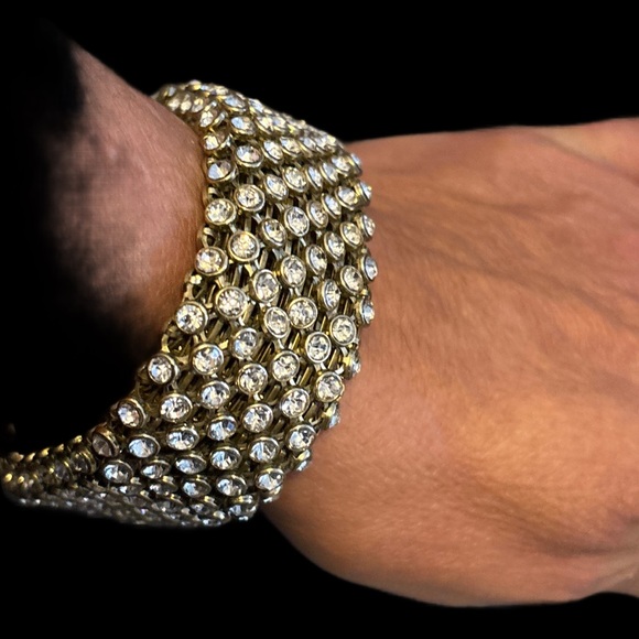 Source Unknown Jewelry - Art Deco Inspiration - Vintage Silver & Rhinestone Bracelet